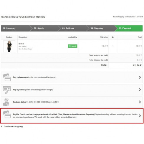 PayMe Alignet One Click Payment Gateway-Modul für PrestaShop