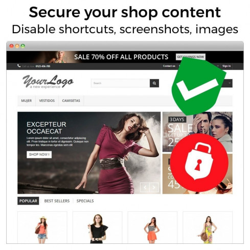 Módulo Protección de contenido - Asegura tu tienda para PrestaShop