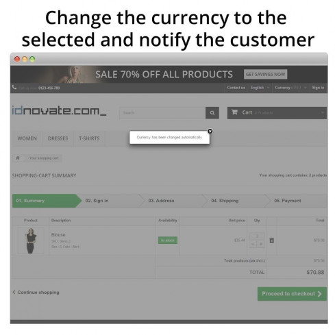 Module Forcer la monnaie dans le panier pour PrestaShop