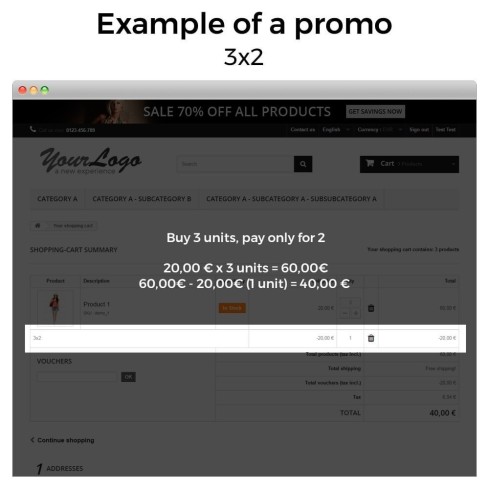 Módulo Promociones y descuentos (3x2, rebajas, ofertas, packs) para PrestaShop