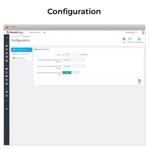 Modulo Programma Punti Fedeltà: Premi, Buoni Sconto & Bonus Traguardi per PrestaShop
