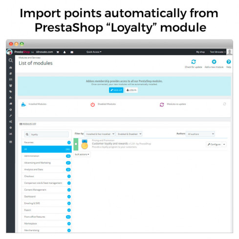 Treuepunkte-Programm: Belohnungen, Gutscheine & Meilensteine-Modul für PrestaShop