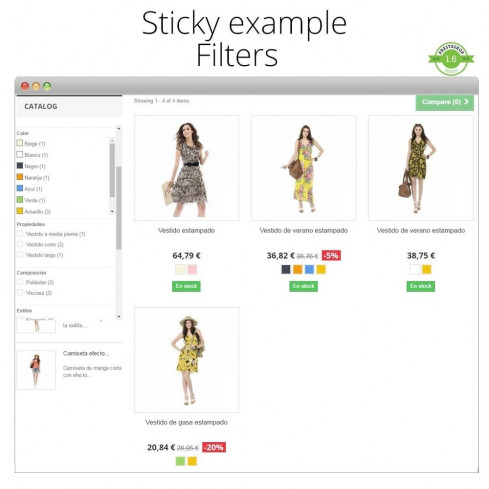 Module Sticky (Collant) n'importe quelle partie du thème pour PrestaShop