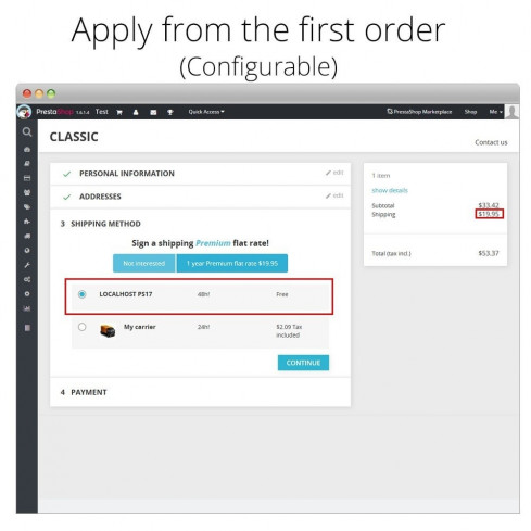 Módulo Tarifa plana de envíos Premium y descuentos por envío para PrestaShop
