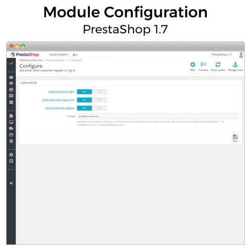 Module Get email when customer register or login pour PrestaShop