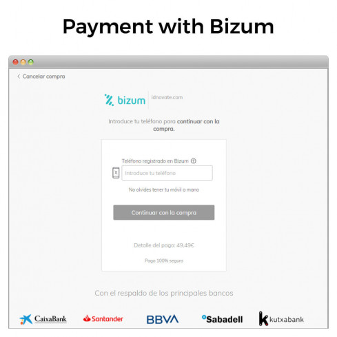 Módulo Bizum®* - Pago con el móvil (con recargos y descuentos) para PrestaShop