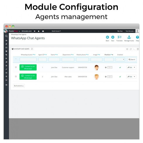 Módulo WhatsApp - Chat con clientes y WhatsApp para Negocios para PrestaShop
