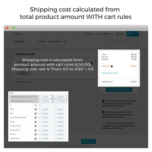Módulo Gastos de envío sin reglas de carrito/descuentos para PrestaShop