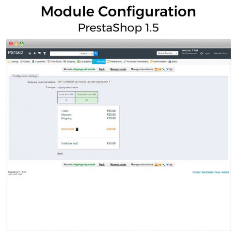Modulo Spese di spedizione senza regole di carrello/sconti per PrestaShop