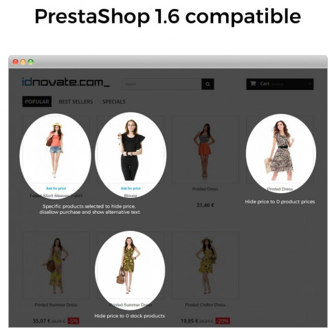 Módulo Ocultar precios y desactivar la compra para PrestaShop