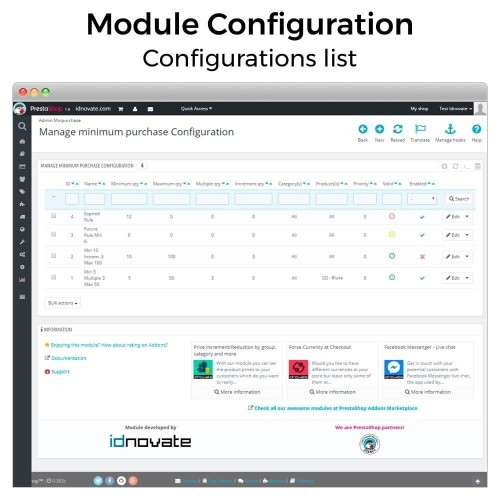 Module Minimum, maximum, multiple units and total cart limits pour PrestaShop