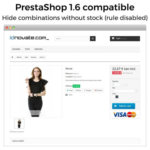 Module Hide product attributes and combinations pour PrestaShop
