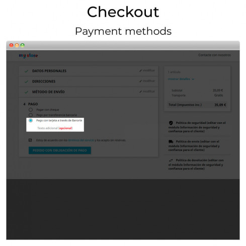 Banorte card payment - Payworks2 module for PrestaShop
