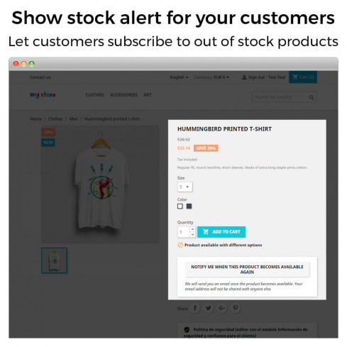 Out of Stock Notifications - Back In Stock Alerts module for PrestaShop