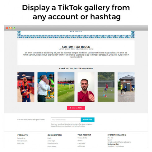 Módulo Muestra los Videos de TikTok en tu Tienda para PrestaShop