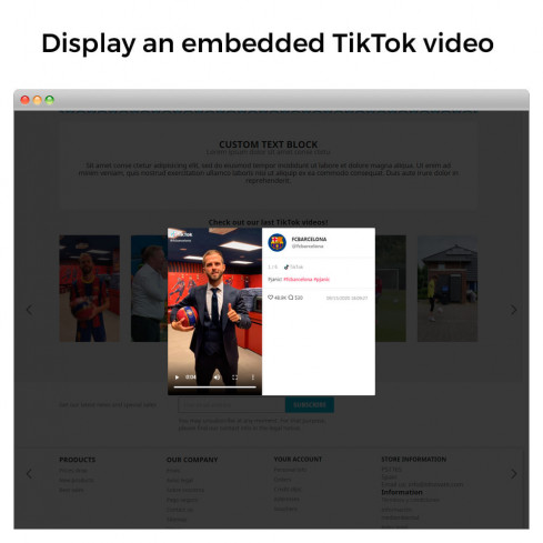 Module Affichez les vidéos TikTok sur votre boutique pour PrestaShop