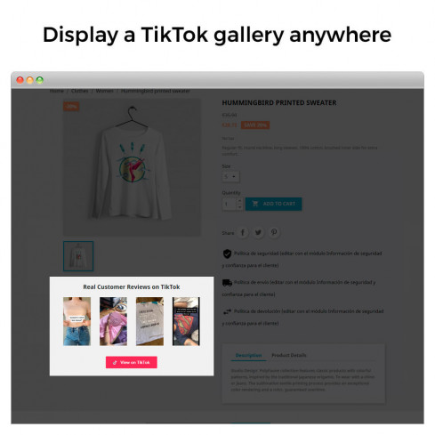 Display the TikTok Videos On Your Store module for PrestaShop