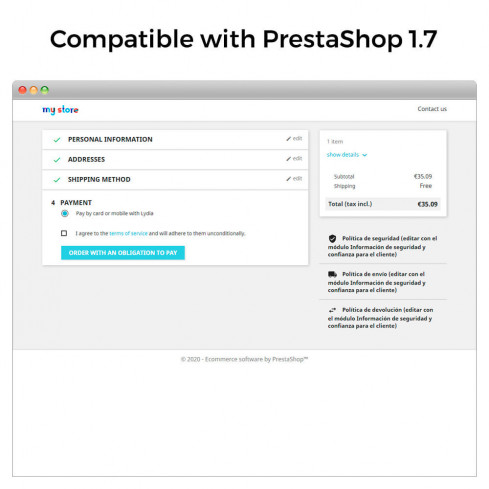Module Lydia Paiements (Sumeria) - Gratuits et instantanés pour PrestaShop