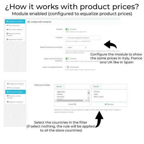 Módulo Mismo precio después de impuestos (productos y envío) para PrestaShop
