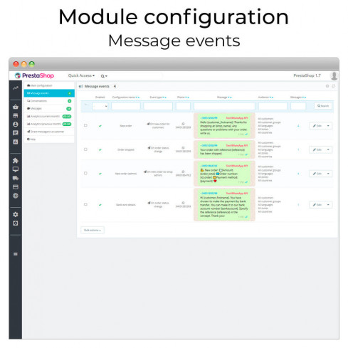 WhatsApp automatic and direct messages module for PrestaShop