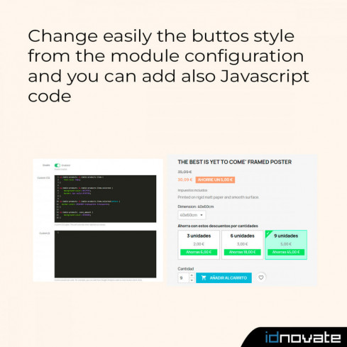 Modulo Display the quantity discounts table with buttons per PrestaShop
