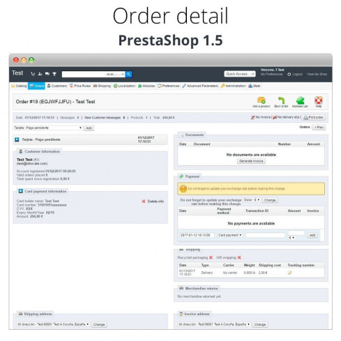 Modulo Pagamento offline/manuale con carta di credito/debito per PrestaShop
