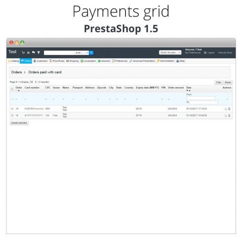 Manual Credit Card Processing - Offline payment module for PrestaShop