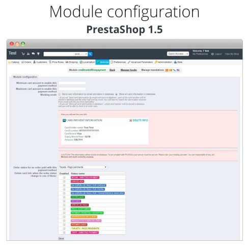Módulo Pago offline/manual con tarjeta de crédito/débito para PrestaShop