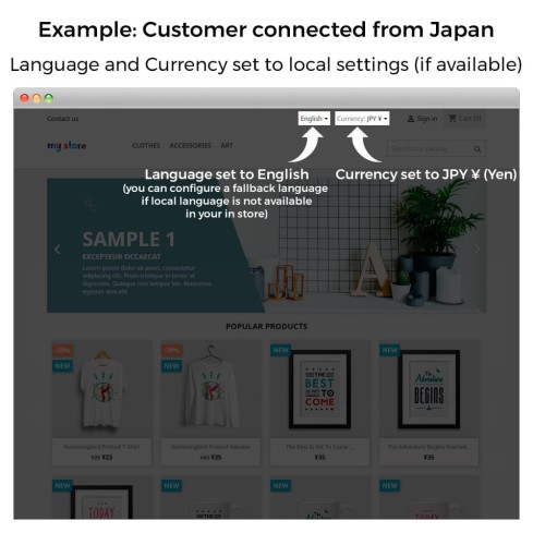 Modulo Cambio Auto di Paese, Lingua/Valuta - Geolocalizzazione per PrestaShop