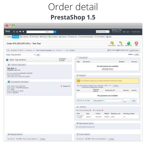 Módulo Pago offline/manual con tarjeta de crédito/débito para PrestaShop