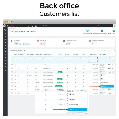 Super User - Log in as customer module for PrestaShop