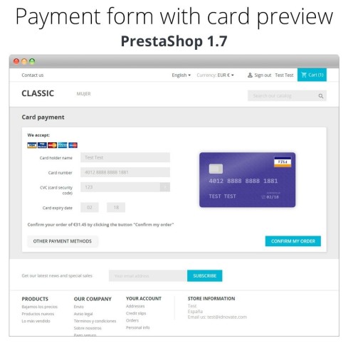 Module Paiement offline/manuel avec une carte de crédit/débit pour PrestaShop