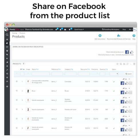 Share on Social Network from the Backoffice module for PrestaShop