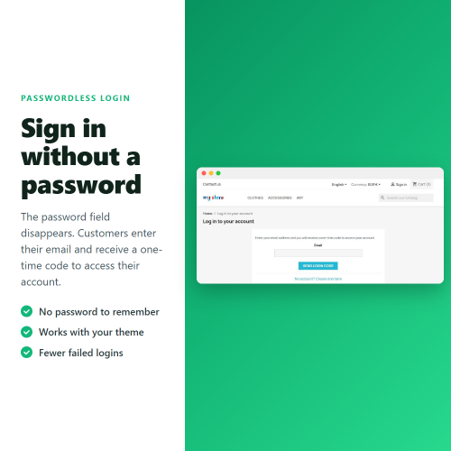 Module Passwordless Login: sign in with an email OTP code pour PrestaShop