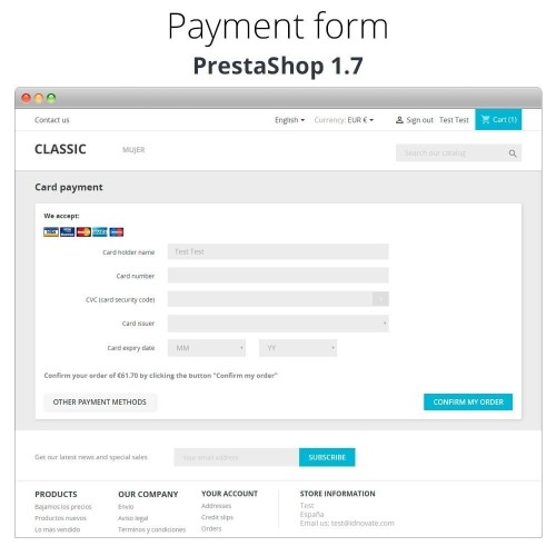 Modulo Pagamento offline/manuale con carta di credito/debito per PrestaShop