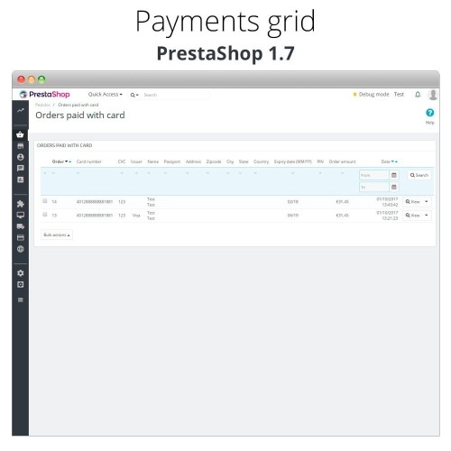 Modulo Pagamento offline/manuale con carta di credito/debito per PrestaShop