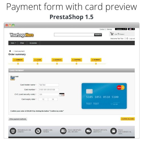 Modulo Pagamento offline/manuale con carta di credito/debito per PrestaShop