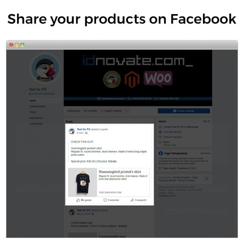 Share on Social Network from the Backoffice-Modul für PrestaShop