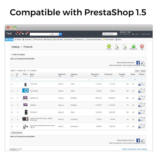 Share on Social Network from the Backoffice-Modul für PrestaShop
