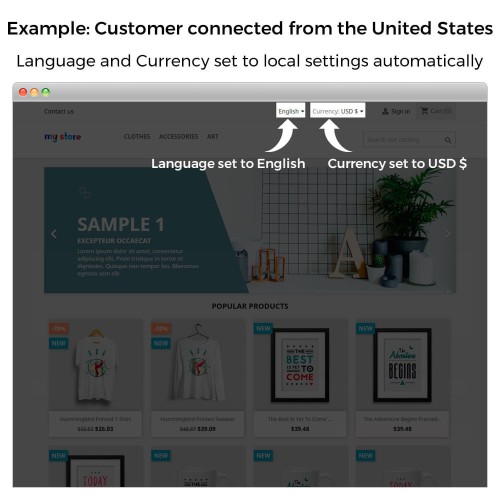 Module Changement auto Pays, Langue et Devise Géolocalisation pour PrestaShop