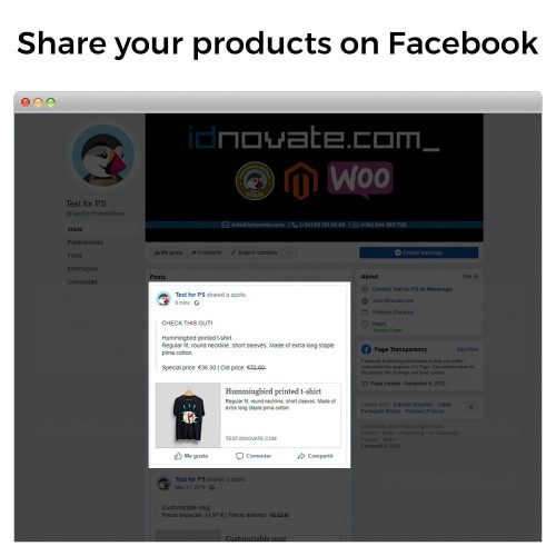 Módulo Comparte en Red Social desde el Backoffice para PrestaShop