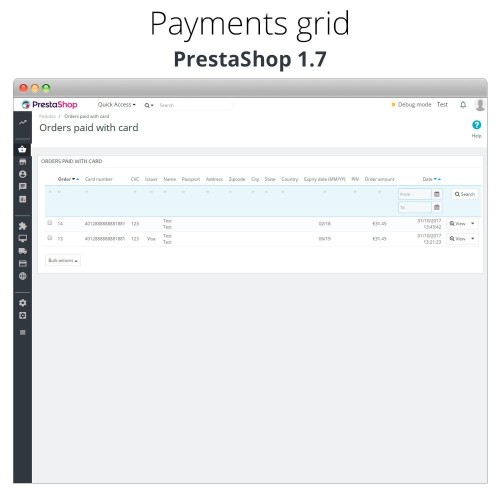 Modulo Pagamento offline/manuale con carta di credito/debito per PrestaShop