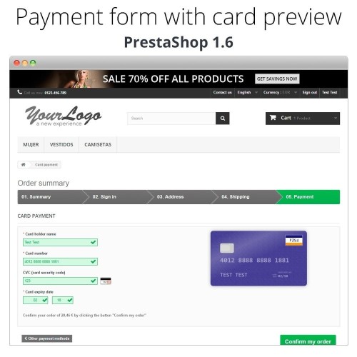 Modulo Pagamento offline/manuale con carta di credito/debito per PrestaShop