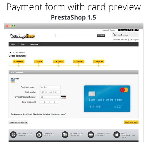 Módulo Pago offline/manual con tarjeta de crédito/débito para PrestaShop