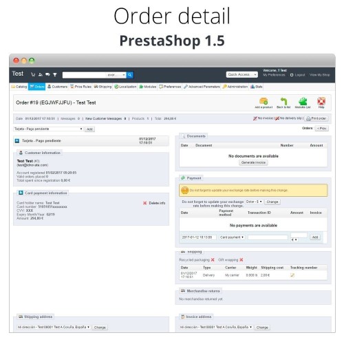 Modulo Pagamento offline/manuale con carta di credito/debito per PrestaShop
