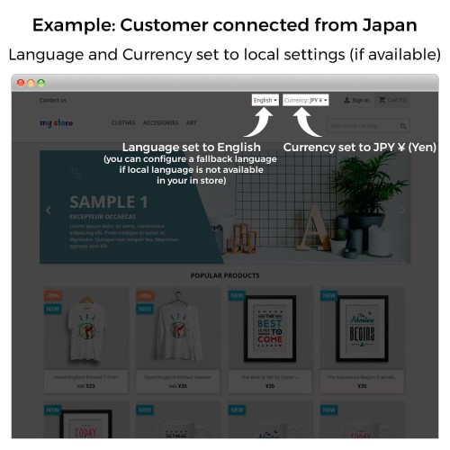 Auto Change Country, Language And Currency Geolocation module for PrestaShop