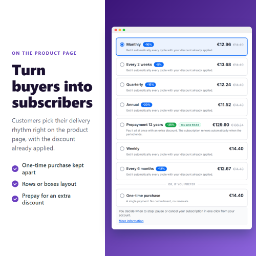 Subscriptions and recurring payments - auto billing and management module for PrestaShop