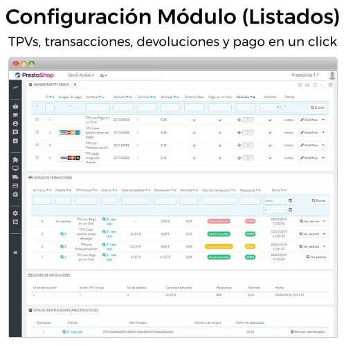 Módulo REDSYS ®* Pago tarjeta (Bizum ®*, clicktopay, devoluciones) para PrestaShop