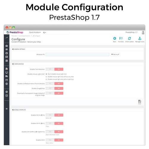 Modulo Protezione dei contenuti - Assicura il tuo negozio per PrestaShop