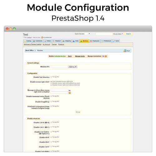 Modulo Protezione dei contenuti - Assicura il tuo negozio per PrestaShop